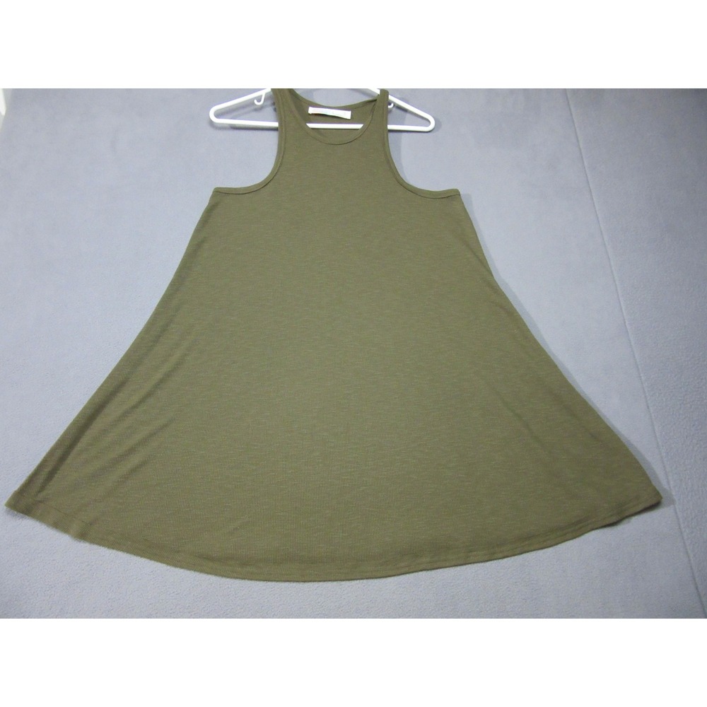 FP Beach Mini Dress Womens Small Olive Green Ribbed Racerback A-Line